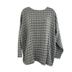 Avivit Yizhar Top Women Size One Size Grid Gray Viscose Long Sleeves  Lagenlook